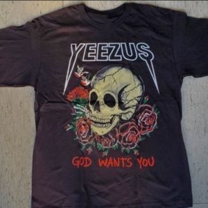 YEEZUS- GOD WANTS YOU GRAPHIC BLACK SKULL TSHIRT